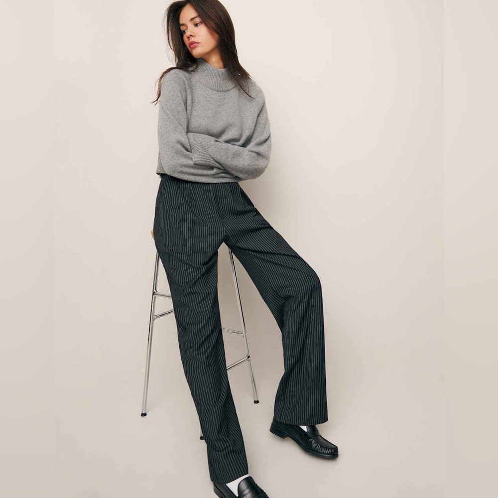 Reformation Mason Pant black and white stripped pants